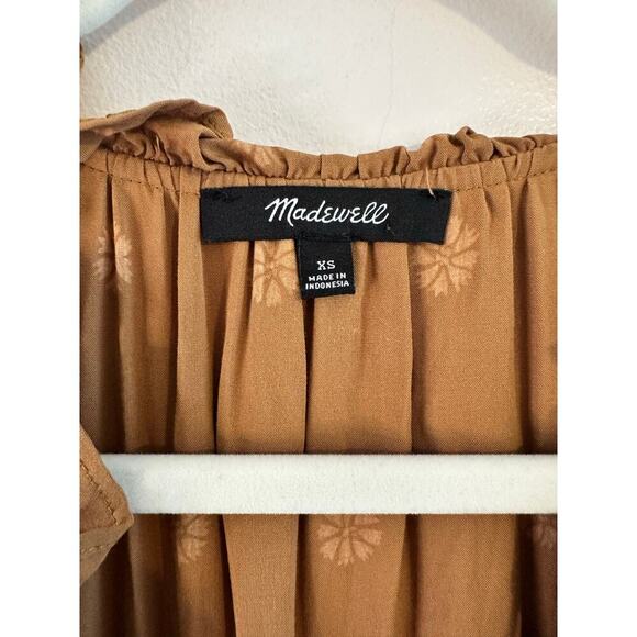 Madewell Womens V-Neck Long Sleeve Ruffle Tiered Western Boho Mini Dress Size XS - Picture 4 of 9